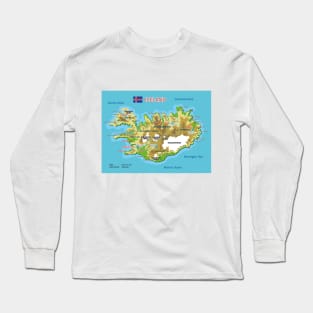 Geographic map of Iceland Long Sleeve T-Shirt